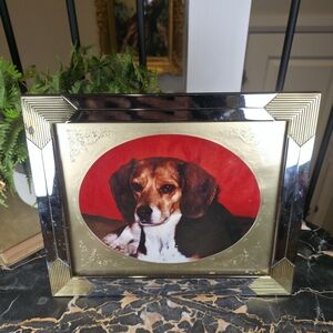 Vintage 8x10 Art Deco Metal Frame Two-Tone Gold Chrome Oval Mat Back